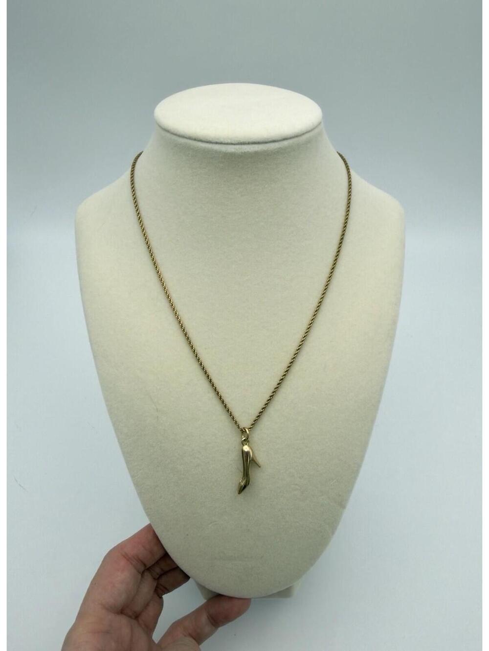 Authentic Vintage Christian Dior High Heel Pendant Necklace Gold Plated